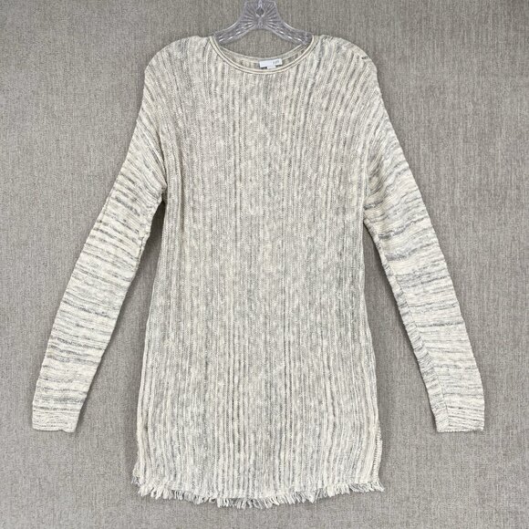 J. Jill Sweater Tunic Texture‎ Knit Fray Hem Stretch Button Casual Cotton - Picture 2 of 12